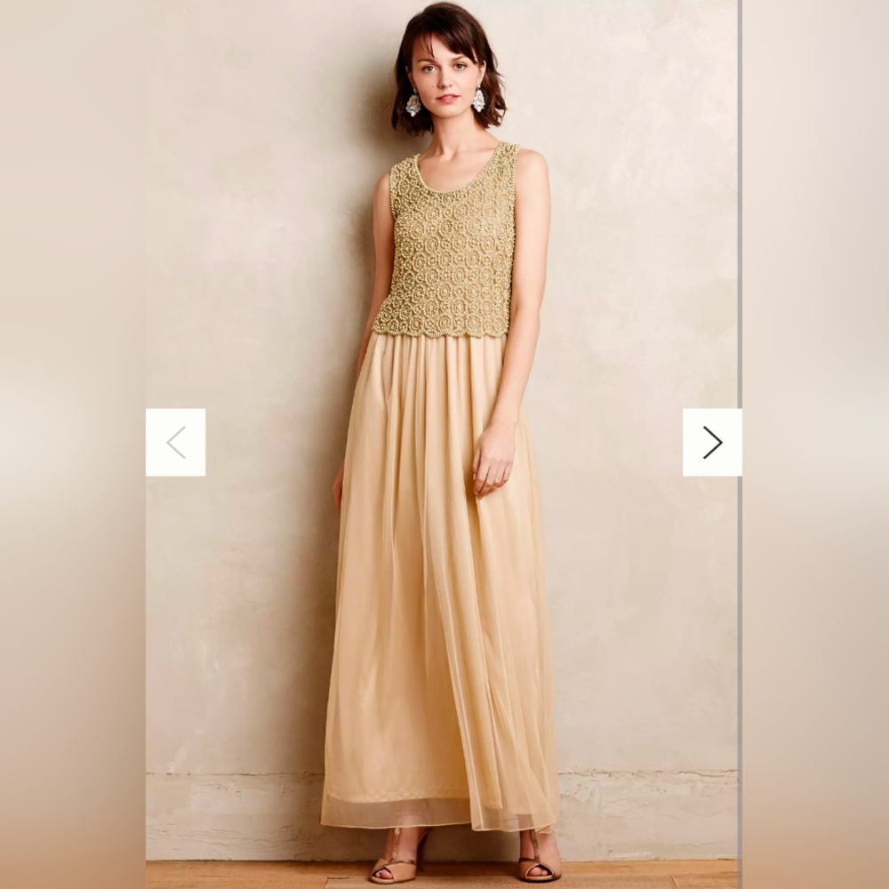 NWT Anthropologie Boeme Beaded Arabella Maxi Dress Medium